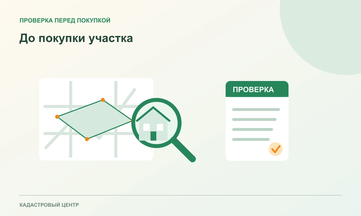 Лупа над земельным участком, водным контуром и документами