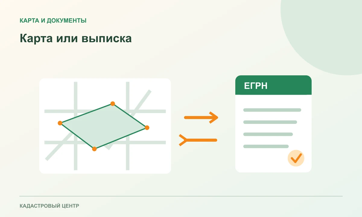 Два документа рядом: карта участка и выписка ЕГРН